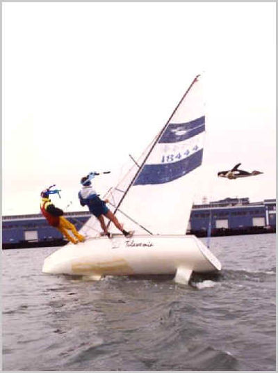 Rich and Colin the latter not letting out the main (1988)